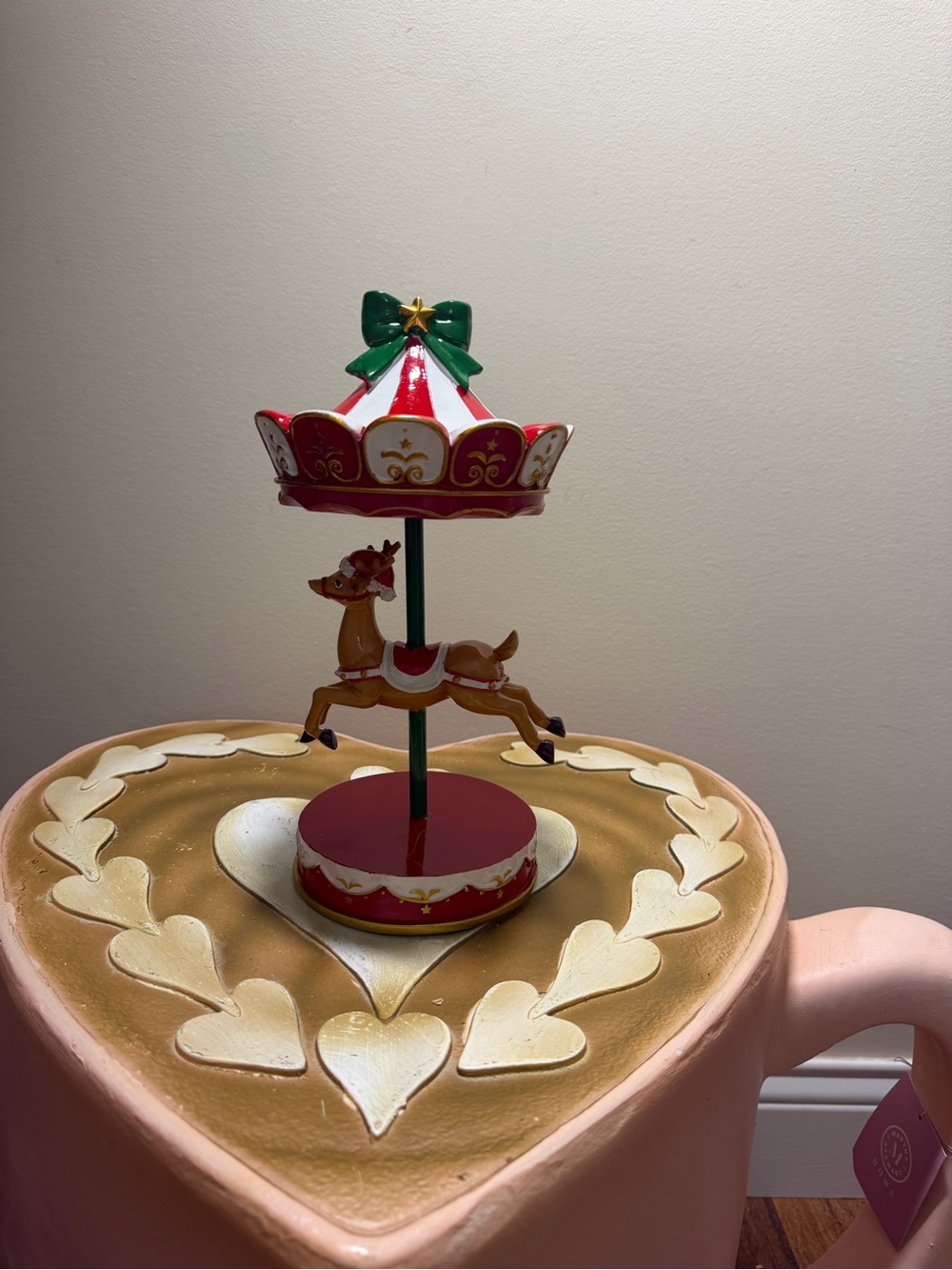 Resin Christmas Carousel Reindeer Table Decor